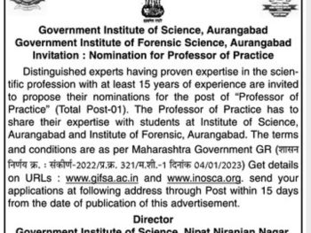 Applications are invited forNomination for Professor of Practice